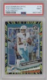 Tua Tagovailoa from the 2023 Donruss Optic set featuring a Electricity parallel graded by PSA and given an overall grade of 9.