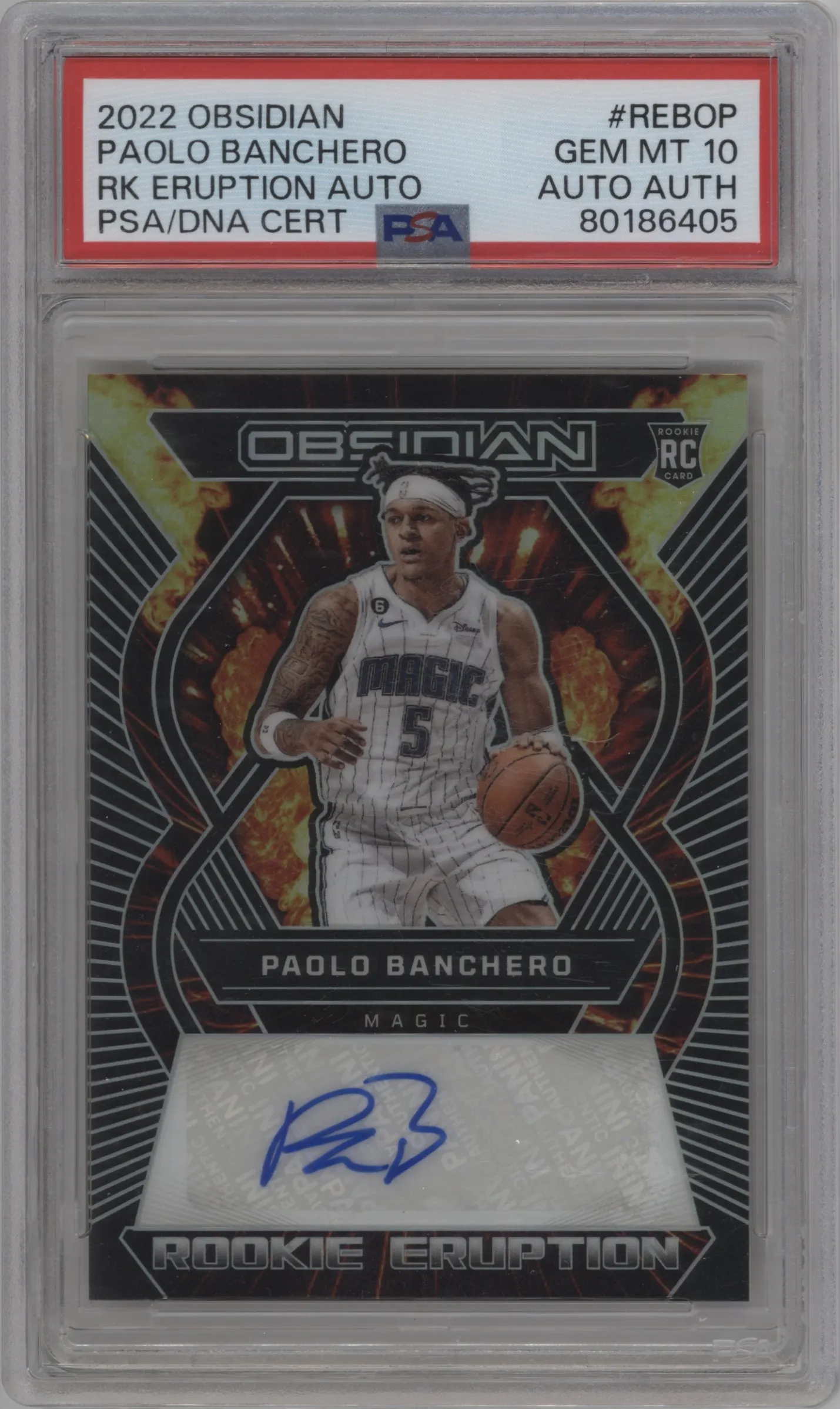 2022 Panini Obsidian Rke.Eruption Auto Paolo Banchero #RE-BOP PSA 10