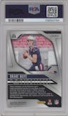 Drake Maye from the 2024 Panini Prizm set featuring a Lazer Prizm parallel graded by PSA and given an overall grade of 10.