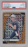 Drake Maye from the 2024 Panini Prizm set featuring a Lazer Prizm parallel graded by PSA and given an overall grade of 10.