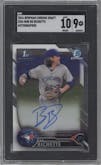 Bo Bichette from the 2016 Bowman Draft set graded by SGC and given an overall grade of 9.
