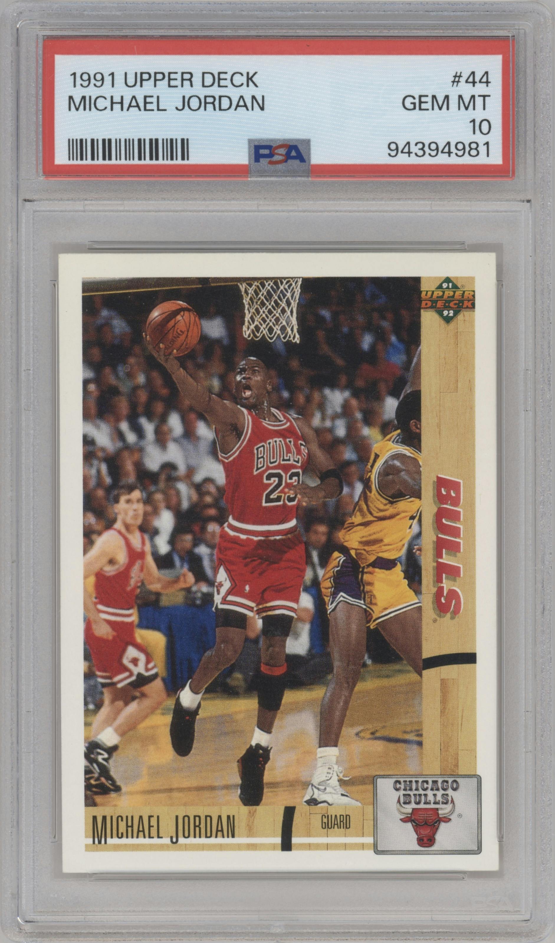 Michael Jordan from the 1991-92 Upper Deck set graded by PSA and given an overall grade of 10.