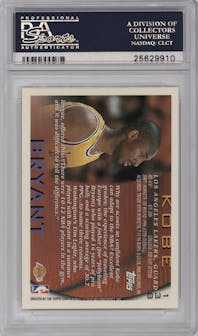 Kobe Bryant from the 1996-97 Topps set graded by PSA and given an overall grade of 10.