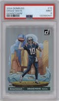 Drake Maye from the 2024 Donruss set graded by PSA and given an overall grade of 9.