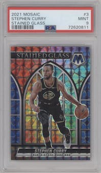 Stephen Curry from the 2021-22 Panini Mosaic  set graded by PSA and given an overall grade of 9.