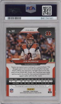 Joe Burrow from the 2020 Panini Prizm set graded by PSA and given an overall grade of 9.