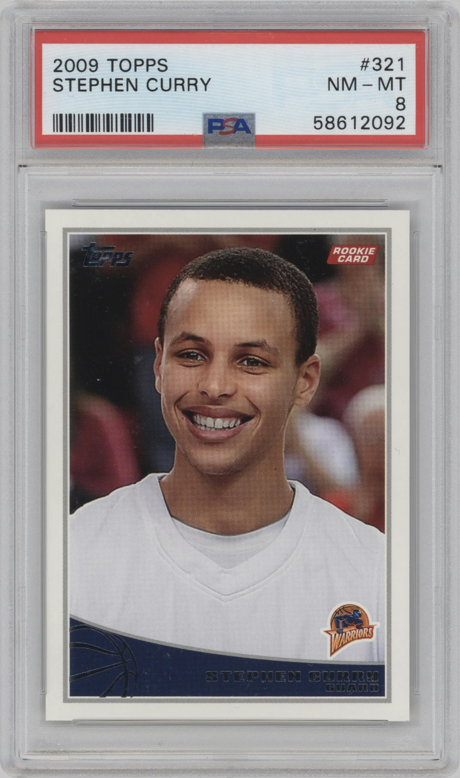 Stephen Curry from the 2009-10 Topps set graded by PSA and given an overall grade of 8.
