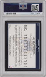 Stephen Curry from the 2009-10 Topps set graded by PSA and given an overall grade of 8.