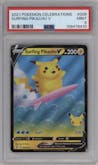 Surfing Pikachu V from the 2021 Pokemon SWSH set graded by PSA and given an overall grade of 9.