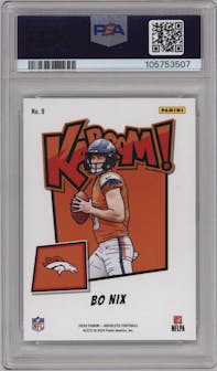 Bo Nix from the 2024 Panini Absolute set graded by PSA and given an overall grade of 10.