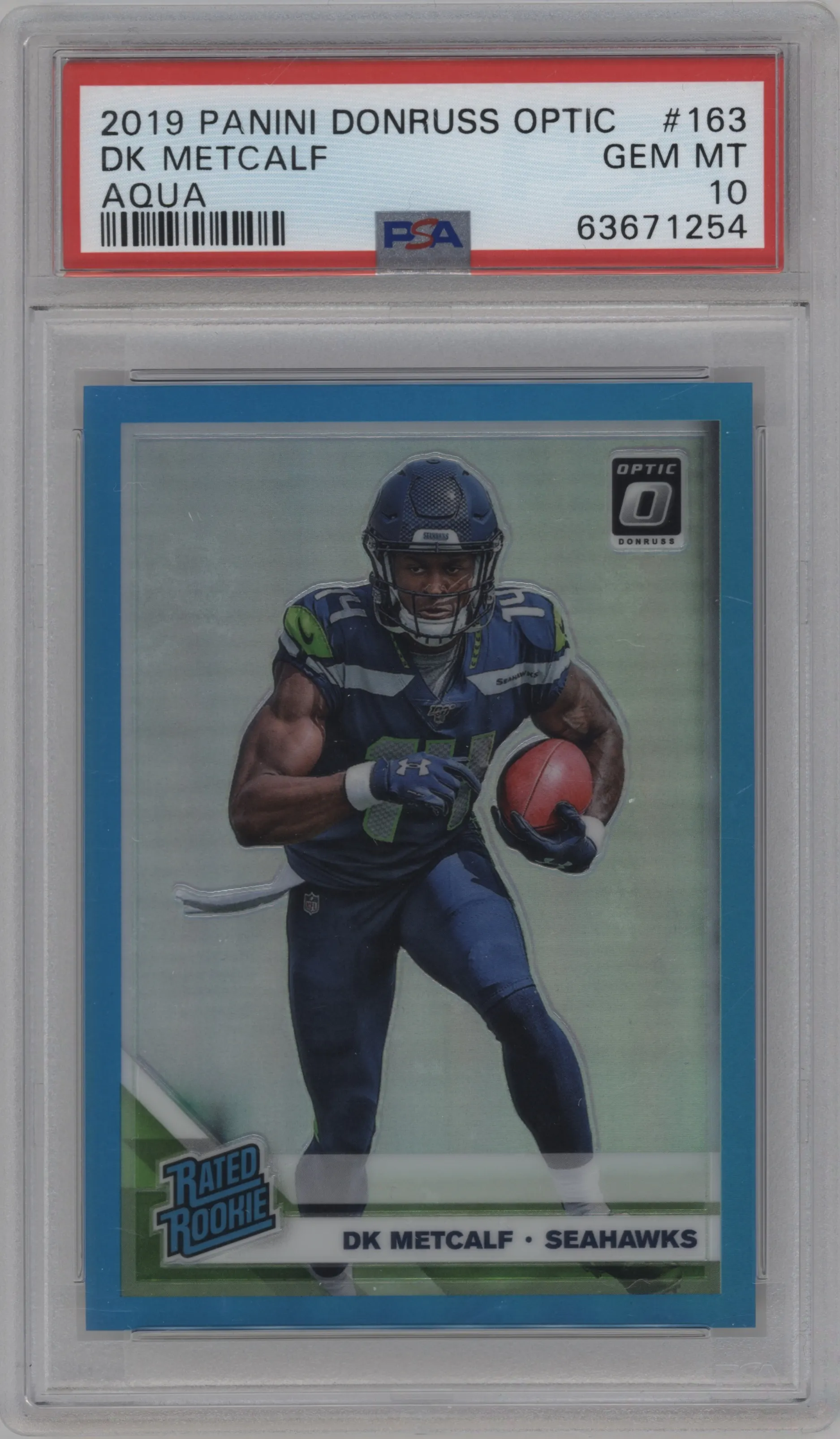 2019 Panini Donruss Optic Rated Rookie DK Metcalf Aqua #163 PSA 10