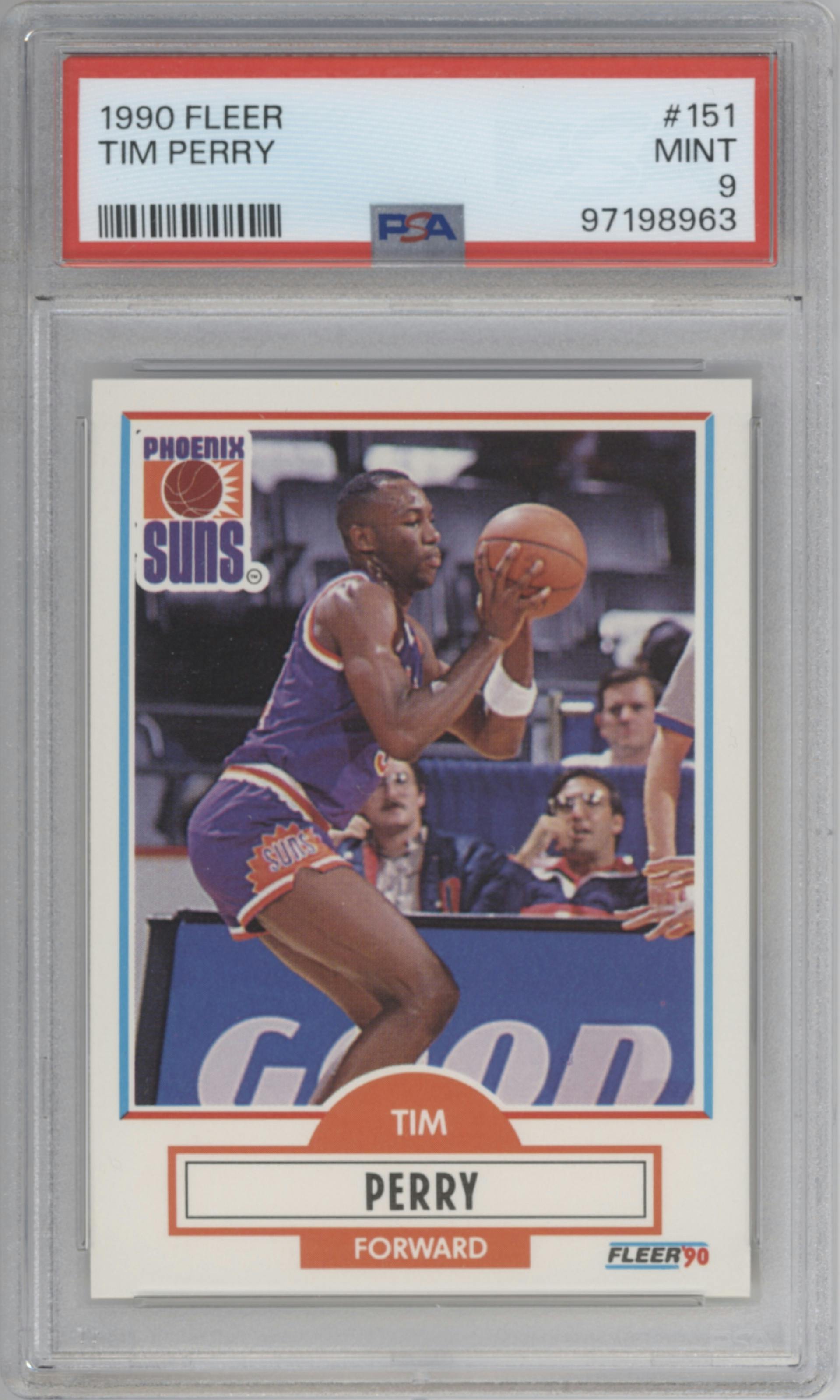 Tim Perry from the 1990-91 Fleer set graded by PSA and given an overall grade of 9.
