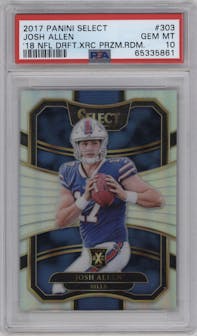 Josh Allen from the 2017 Panini Select set graded by PSA and given an overall grade of 10.