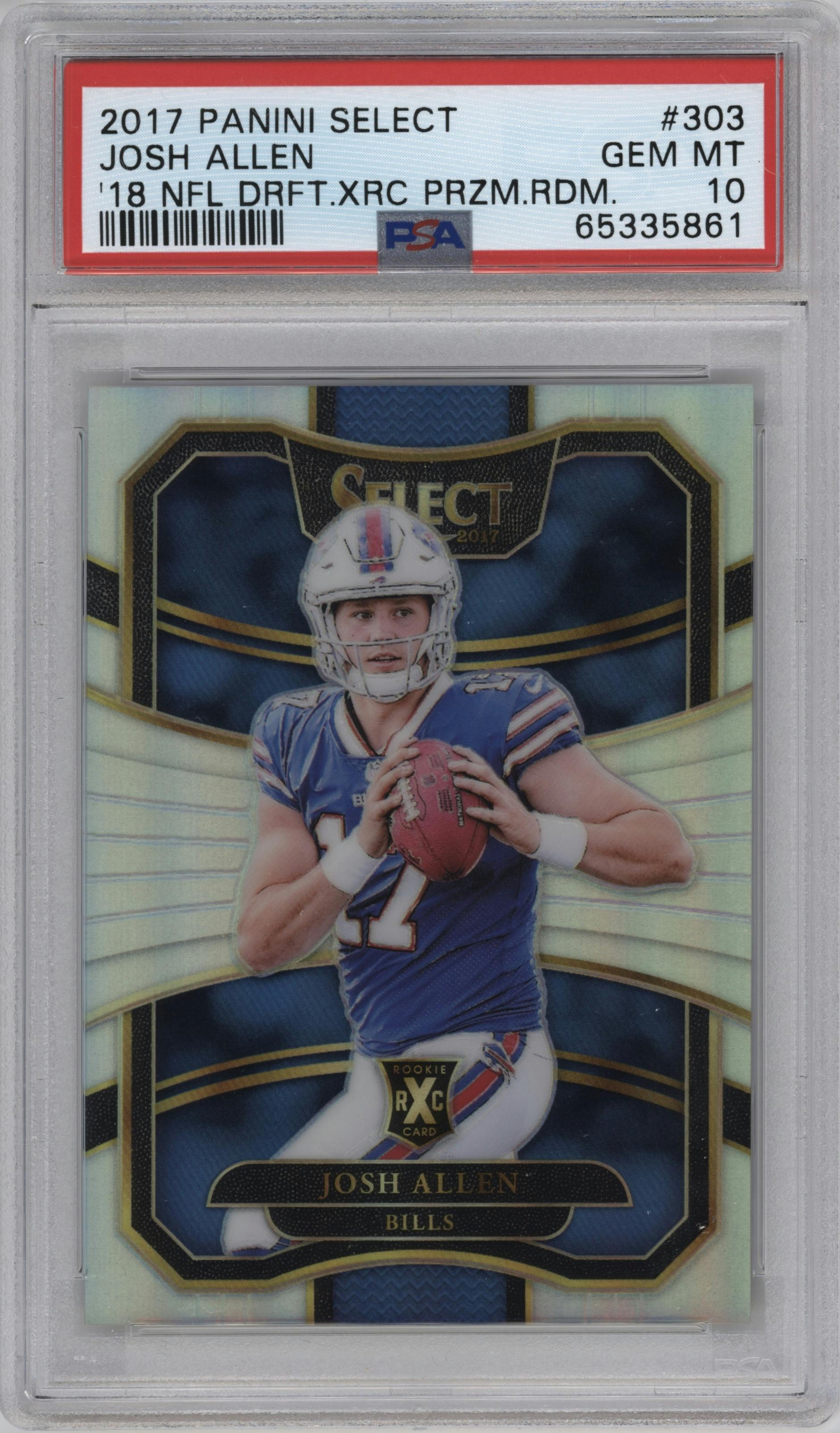 Josh Allen from the 2017 Panini Select set graded by PSA and given an overall grade of 10.