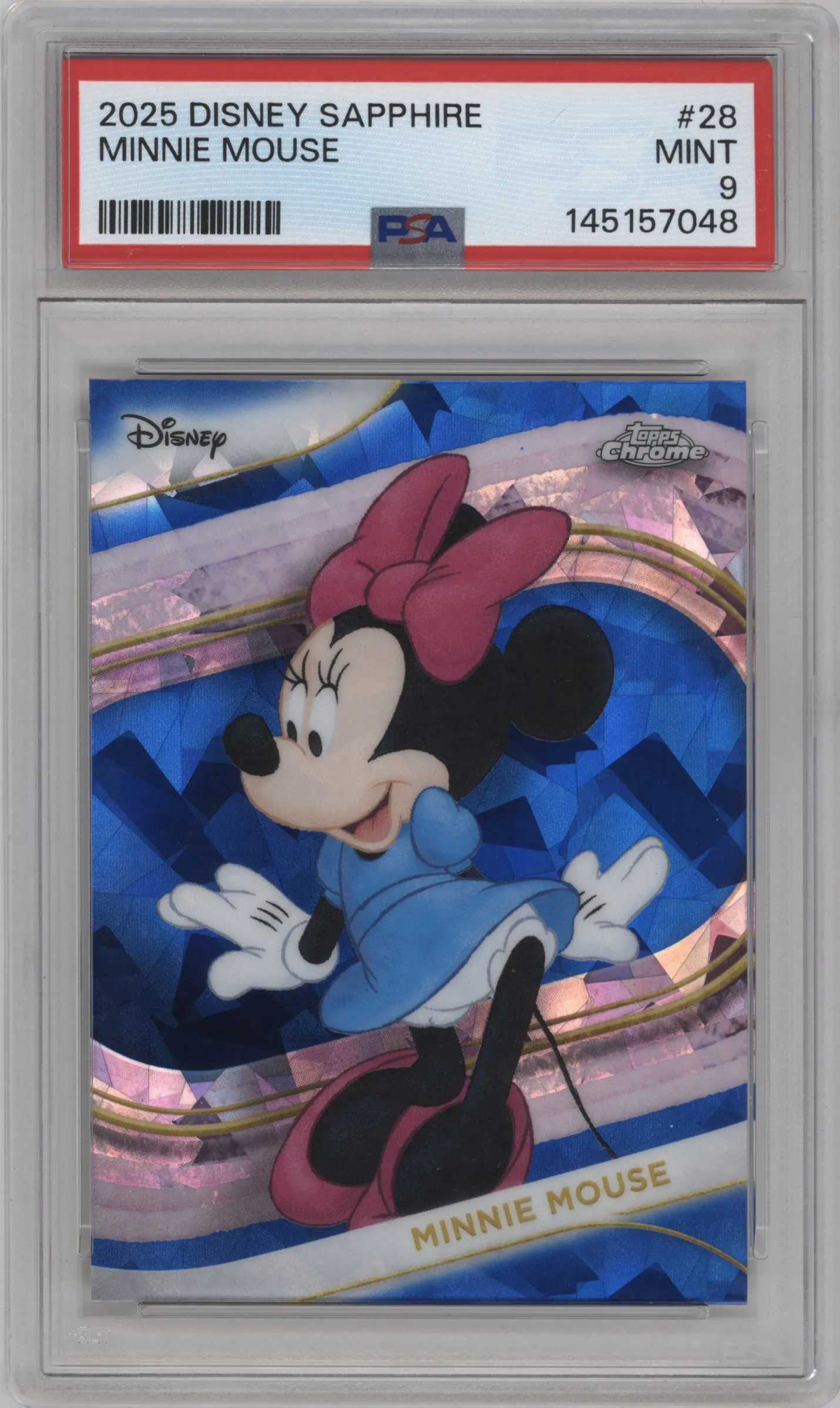 2025 Topps Chrome Sapphire Edition Disney Minnie Mouse #28 PSA 9