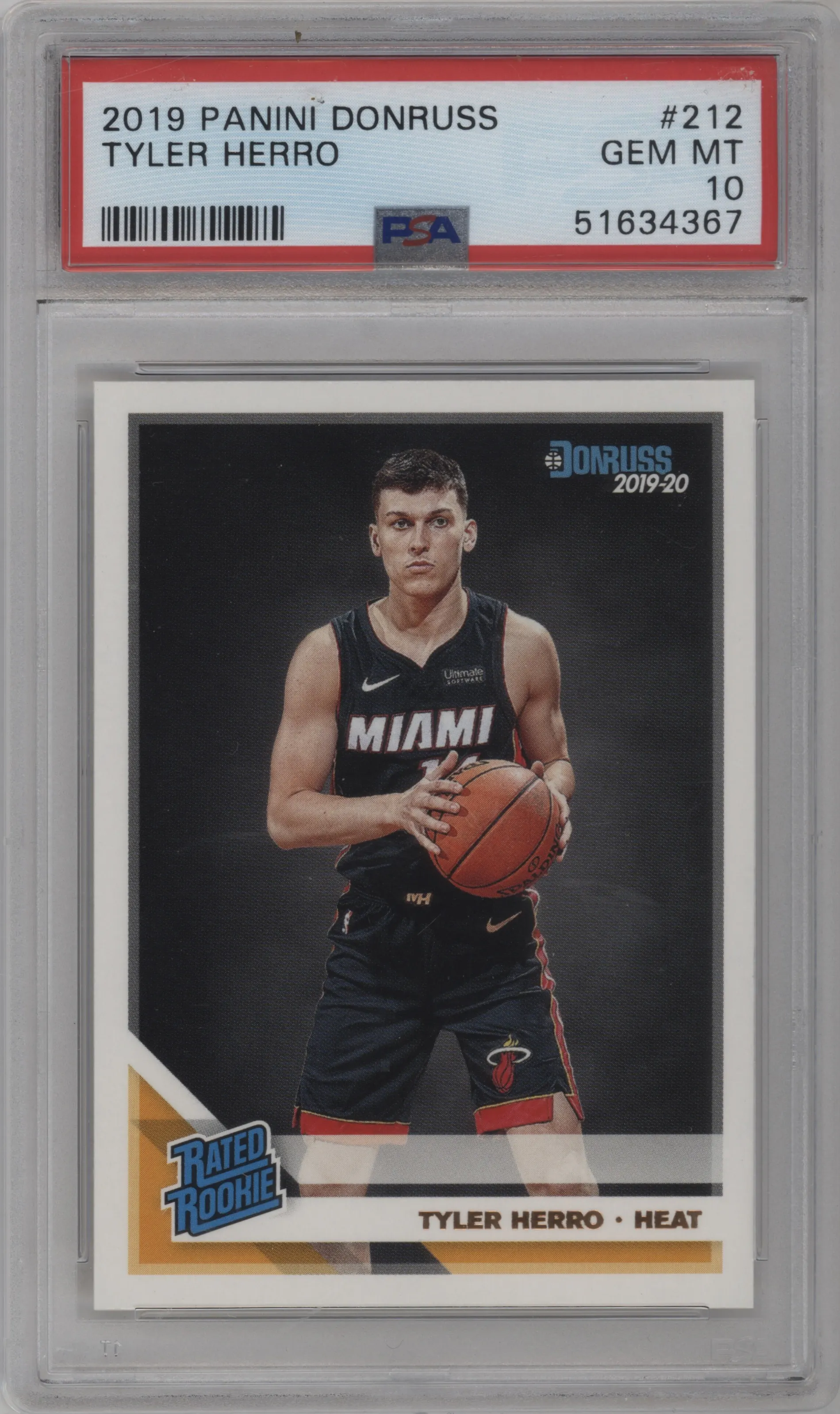 2019 Panini Donruss Rated Rookie Tyler Herro #212 PSA 10