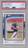 J.J. McCarthy from the 2024 Donruss set graded by PSA and given an overall grade of 10.