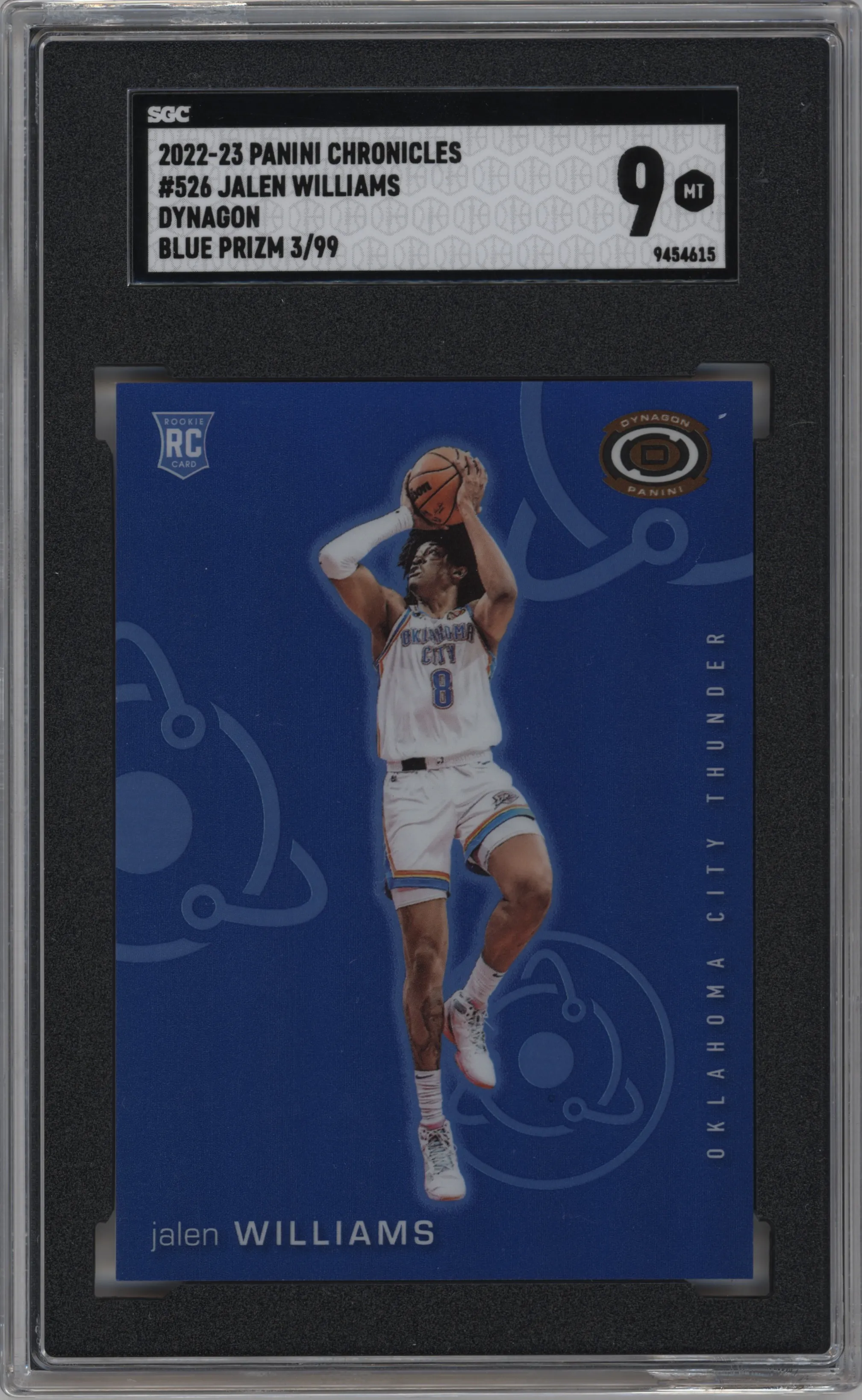 2022 Panini Chronicles Dynagon Jalen Williams Blue SGC 9