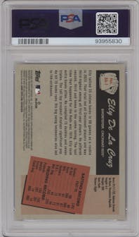 Elly De La Cruz from the 2024 Bowman set featuring a Gold Refractor parallel graded by PSA and given an overall grade of 10.