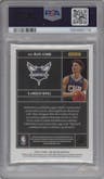 LaMelo Ball from the 2020-21 Panini One and One set featuring a Blue parallel graded by PSA and given an overall grade of 10.