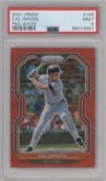 Cal Ripken from the 2021 Panini Prizm set featuring a  Red Wave parallel graded by PSA and given an overall grade of 9.