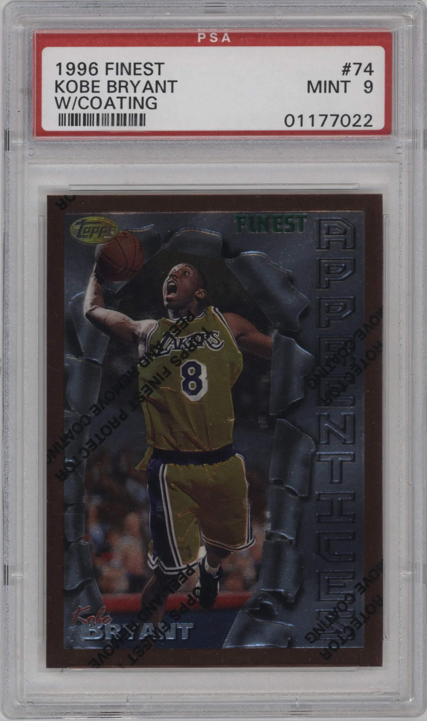 1996 Topps Finest Kobe Bryant W/ Coating #74 PSA 9