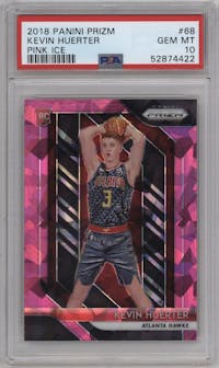 Kevin Huerter from the 2018-19 Panini Prizm set featuring a Pink Ice parallel graded by PSA and given an overall grade of 10.