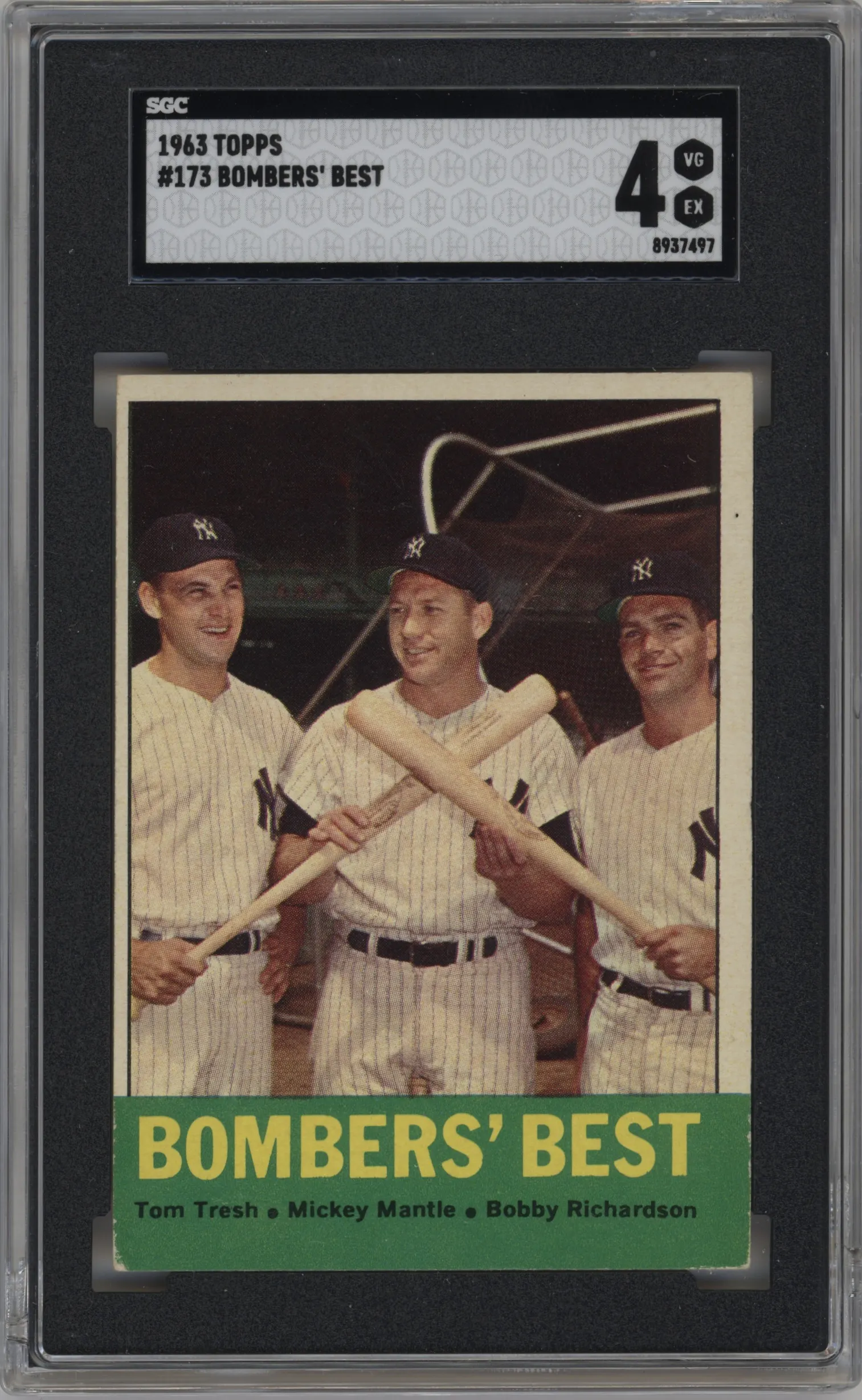 1963 Topps Tom Tresh/Mickey Mantle/Bobby Richardson #173 SGC 4