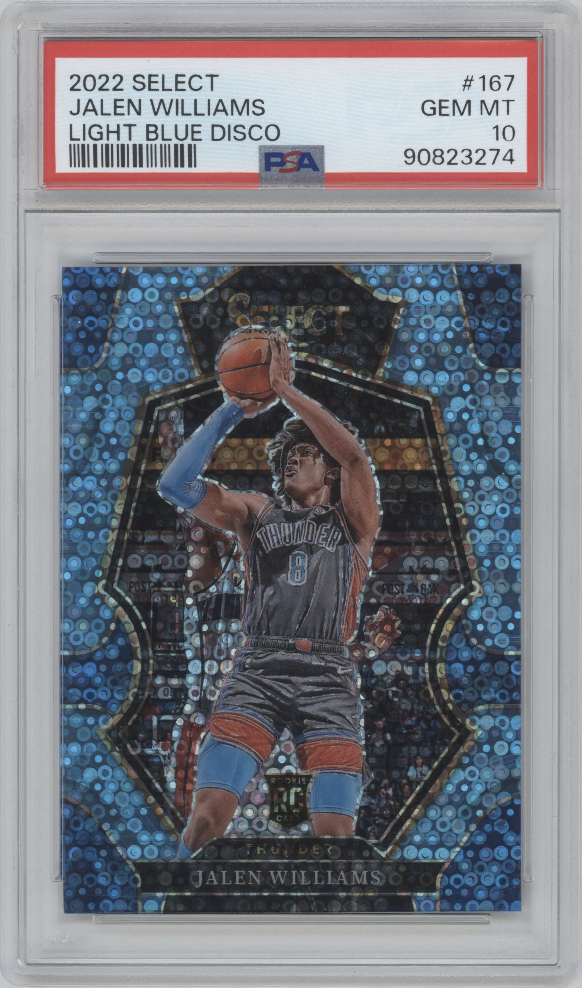 2022 Panini Select Pre.Lvl. Jalen Williams Disco Light Blue #167 PSA 10