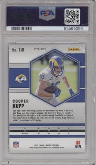 Cooper Kupp from the 2021 Panini Mosaic set featuring a Honeycomb parallel graded by PSA and given an overall grade of 10.