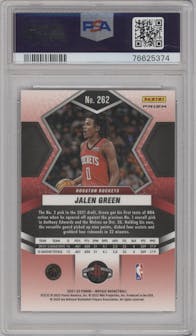 Jalen Green from the 2021-22 Panini Mosaic  set featuring a Green Mosaic parallel graded by PSA and given an overall grade of 10.