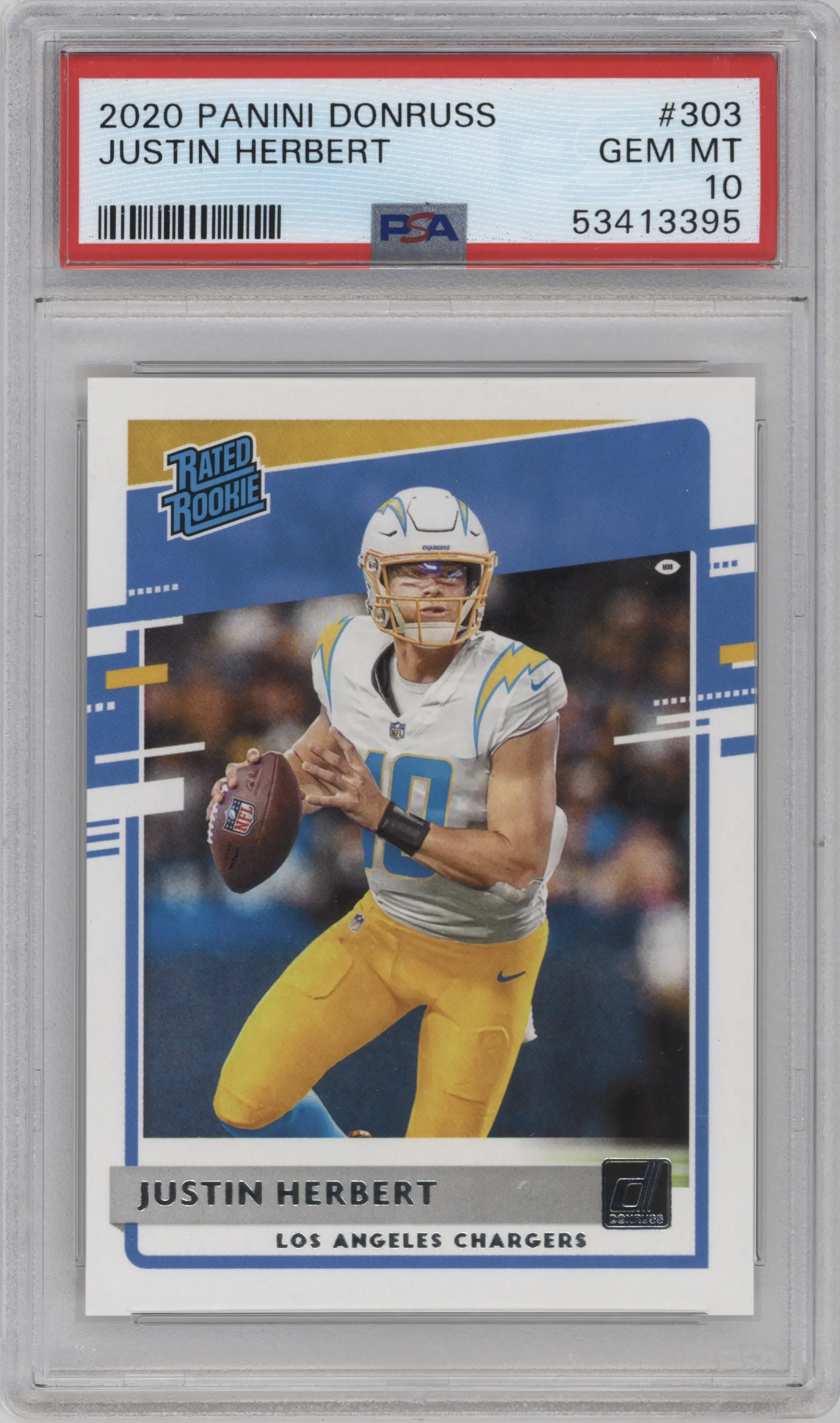 2020 Panini Donruss Rated Rookie Justin Herbert PSA 10