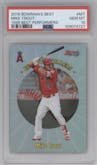 Mike Trout from the 2018 Bowman’s Best set graded by PSA and given an overall grade of 10.