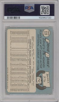 Ernie Banks from the 1965 Topps set graded by PSA and given an overall grade of 4.
