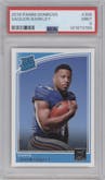 Saquon Barkley from the 2018 Panini Donruss set graded by PSA and given an overall grade of 9.
