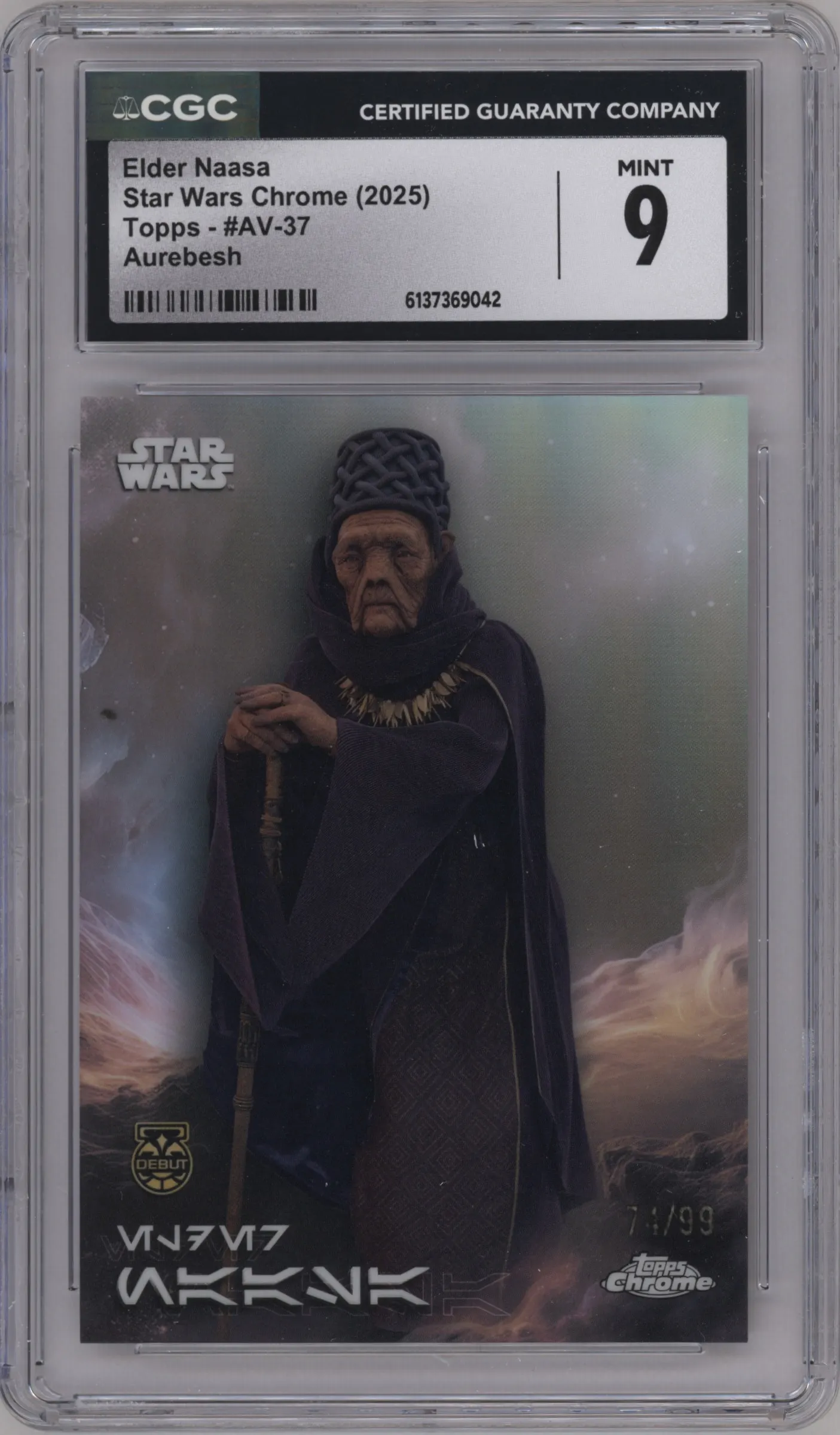 2025 Topps Chrome Star Wars Aurebesh Var. Elder Naasa CGC 9