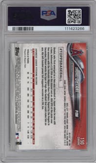 Shohei Ohtani from the 2018 Topps Chrome set featuring a Prism Refractor parallel graded by PSA and given an overall grade of 10.