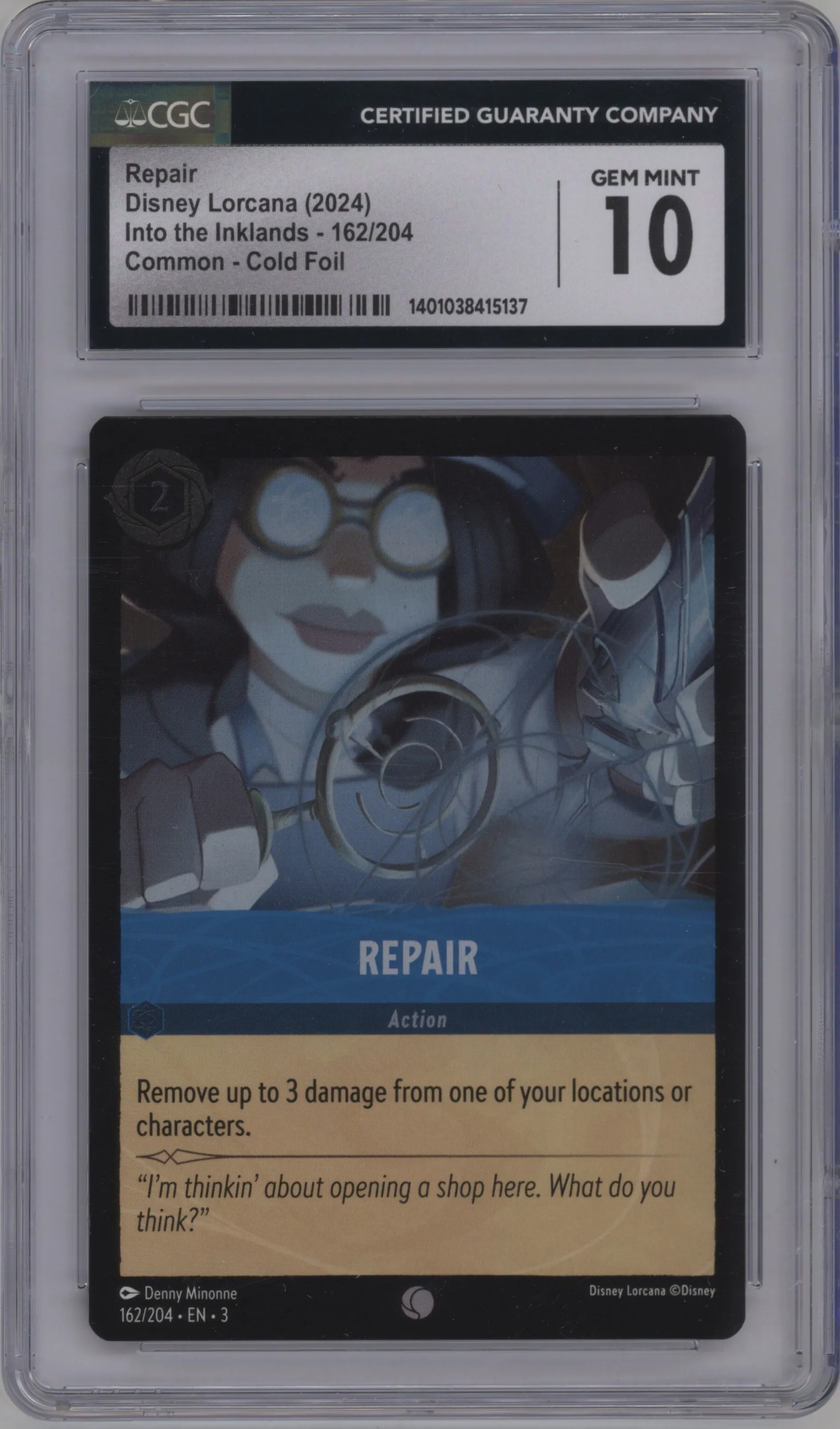 2024 Disney Lorcana Into the Inklands Repair Foil #162 CGC 10