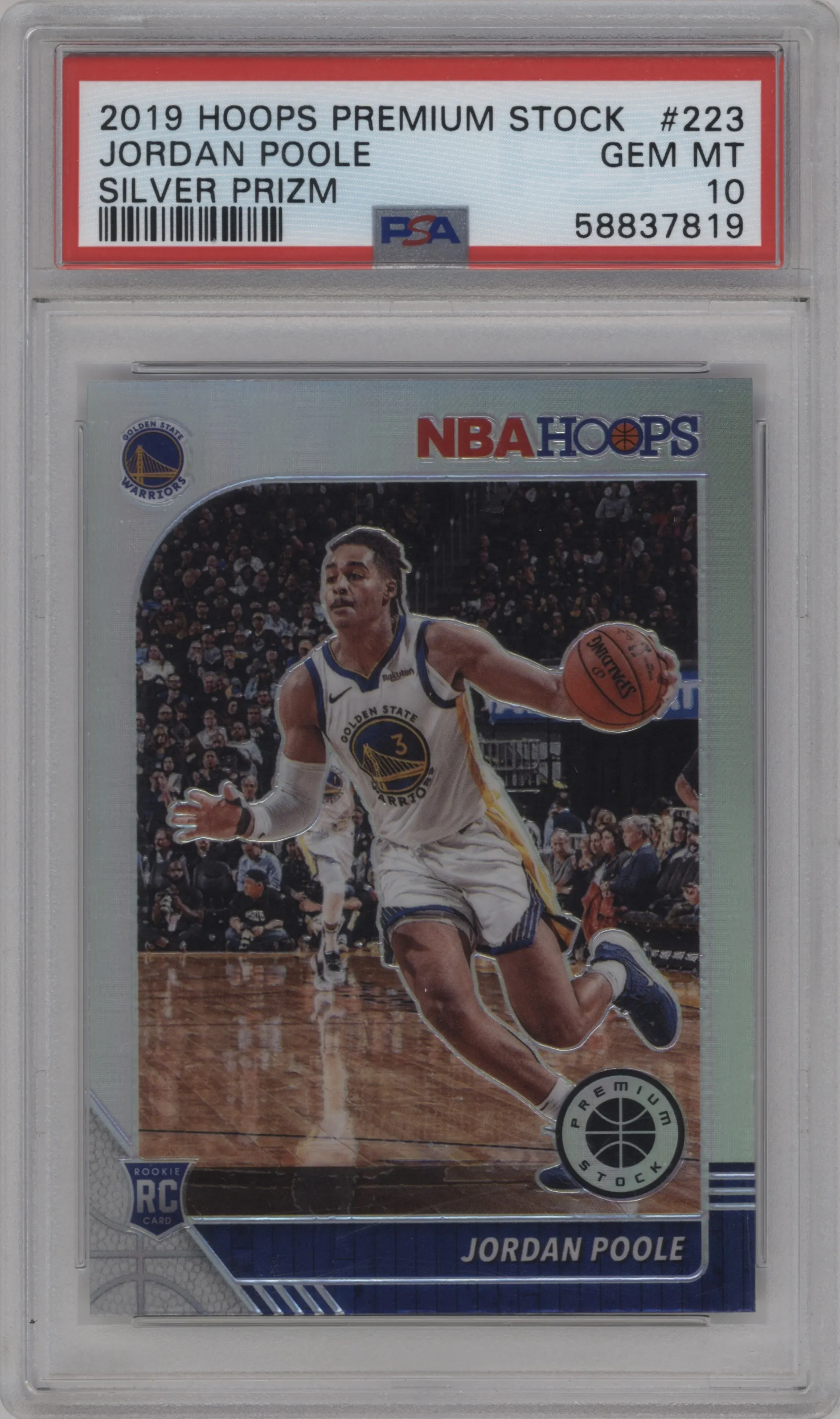 2019 Panini Hoops Premium Stock Jordan Poole Silver PSA 10