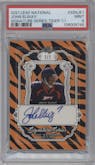 John Elway from the 2021 Leaf Signature Series NSCC Edition set featuring a Tiger parallel graded by PSA and given an overall grade of 9.