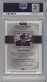 John Elway from the 2021 Leaf Signature Series NSCC Edition set featuring a Tiger parallel graded by PSA and given an overall grade of 9.