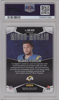 Blake Corum from the 2024 Panini Mosaic set graded by PSA and given an overall grade of 9.