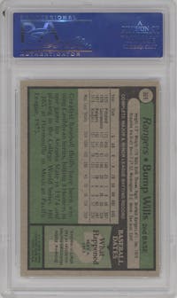 Bump Wills from the 1979 Topps set graded by PSA and given an overall grade of 8.