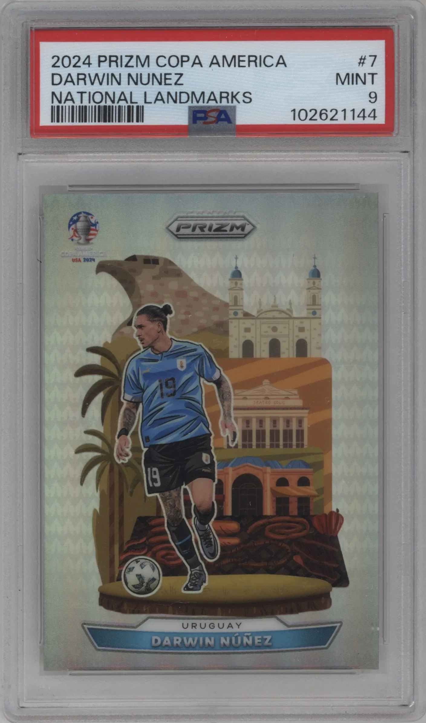 2024 Panini Prizm CONMEBOL Copa America National Landmarks Darwin Nunez PSA 9
