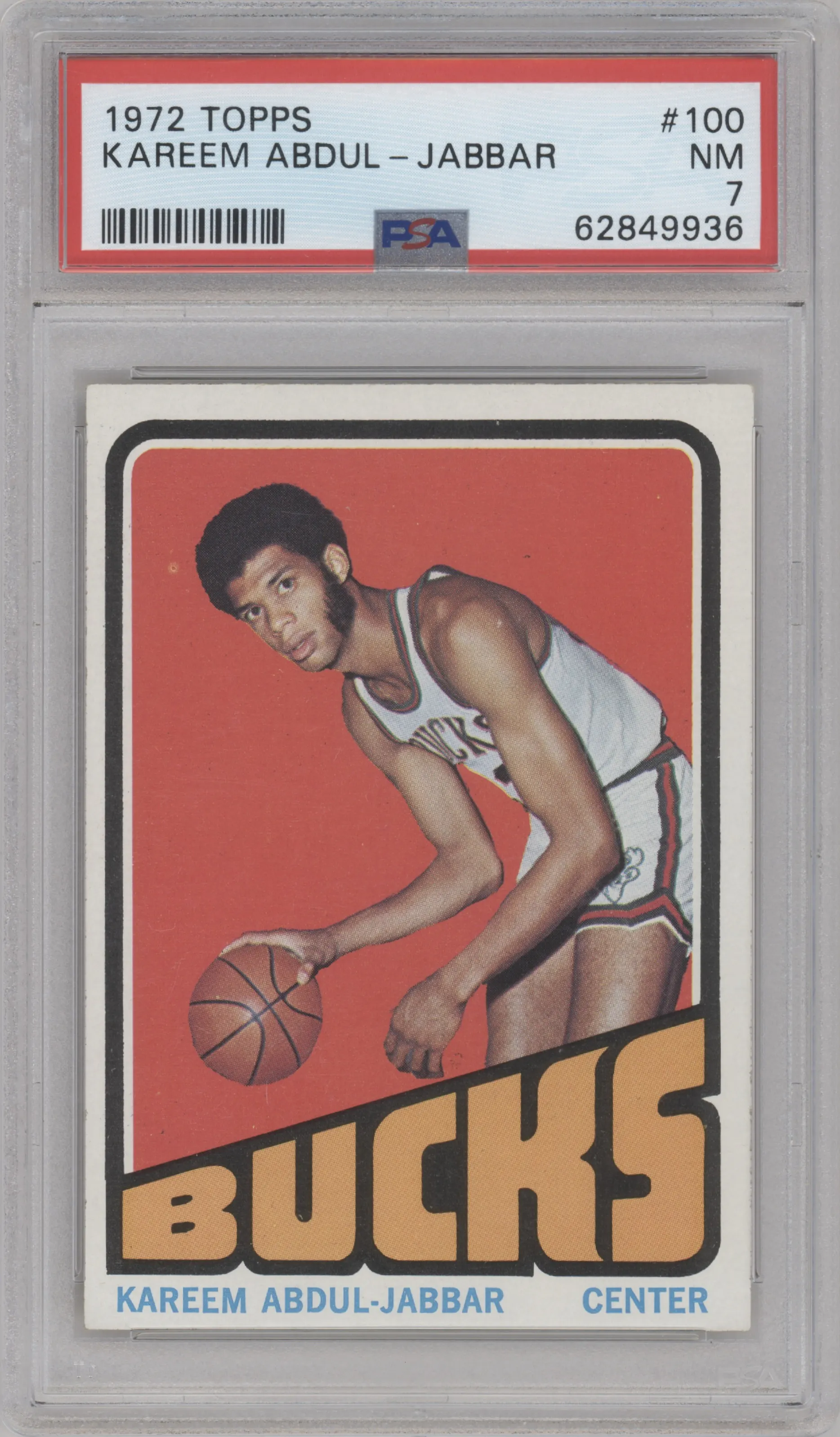 1972 Topps Basketball Kareem Abdul-Jabbar #100 PSA 7