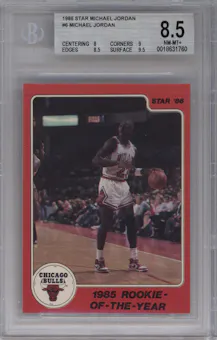 Michael Jordan from the 1986 Star Michael Jordan set graded by Beckett and given an overall grade of 8.5.