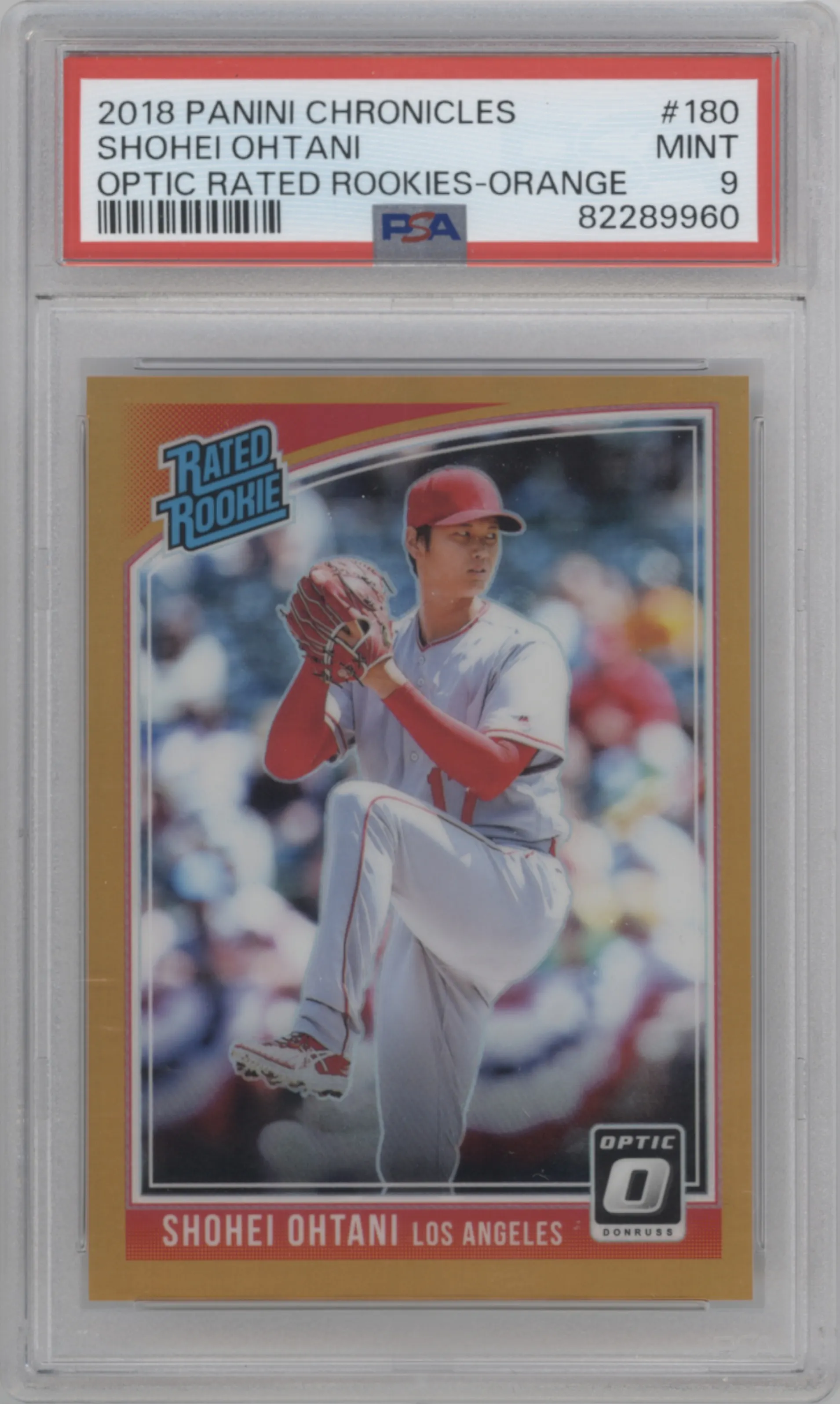 2018 Panini Chronicles Optic Rtd.Rke. Shohei Ohtani Orange #180 PSA 9