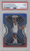 Anthony Edwards from the 2020-21 Panini Prizm set featuring a Red/White/Blue Prizm parallel graded by PSA and given an overall grade of 9.
