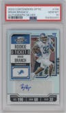 Brian Branch from the 2023 Panini Contenders Optic set featuring a Silver parallel graded by PSA and given an overall grade of 10.