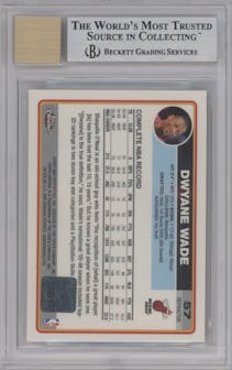 Dwyane Wade from the 2006-07 Topps Chrome set featuring a Black Refractor parallel graded by Beckett and given an overall grade of 9.